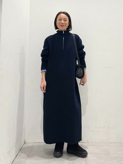 追加2》スウェットライクハーフジップワンピースのコーディネート