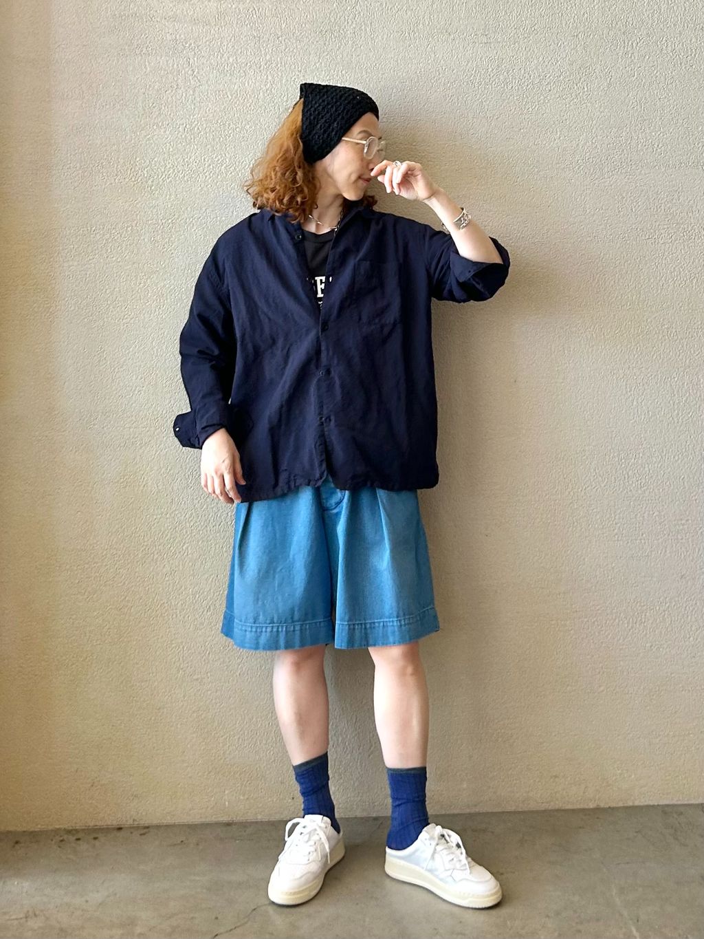 HTS】COTTON LINEN ONE-UP COLLAR SHIRTのコーディネートスナップ（OE 