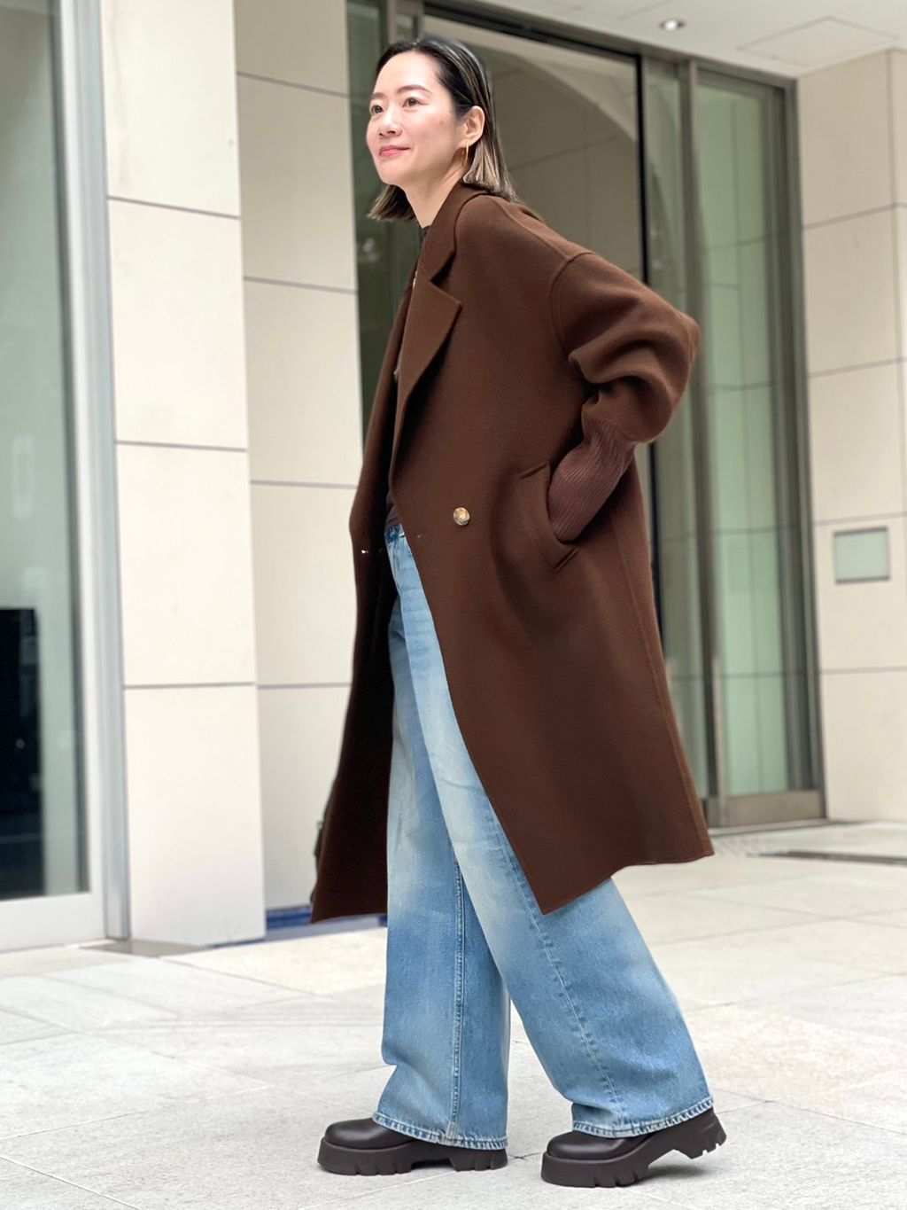 LOU ANDREA/ルーアンドレア】 RIB WOOL COATのコーディネートスナップ