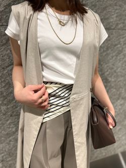 セットアップ対応》【洗える】麻ストレッチロングジレワンピースの