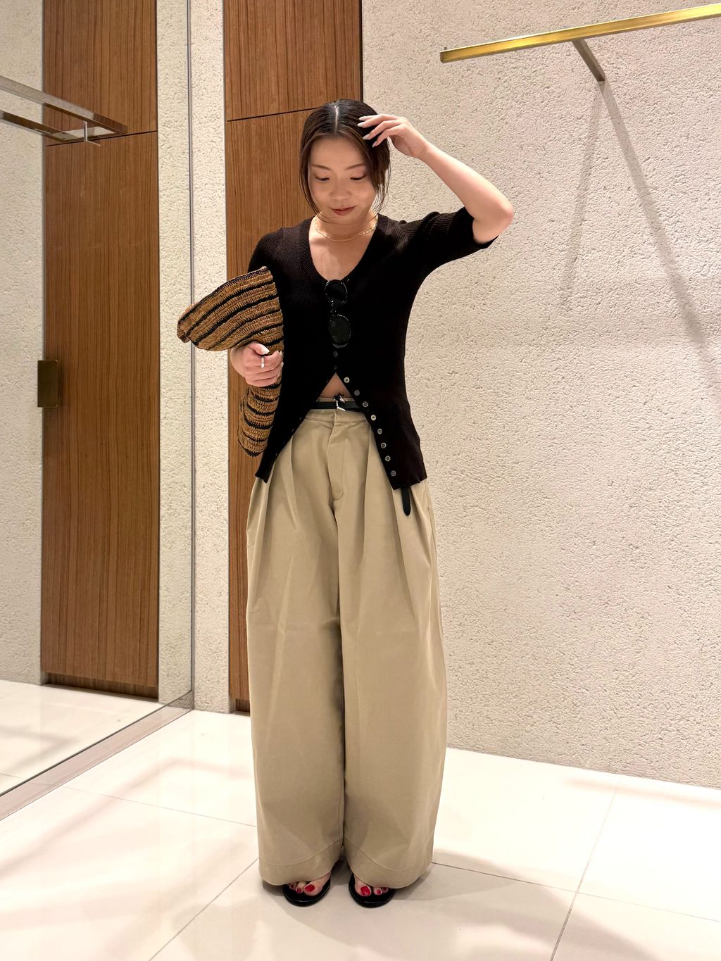 R'IAM RIB SEER カーディガンのコーディネートスナップ（riko）｜Plage