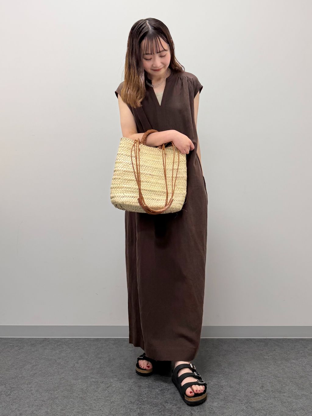 SLOBE IENA スローブイエナ リネン混キーネックコクーンワンピース　36 リネン混キーネックコクーンワンピースのコーディネートスナップ（Yuka
