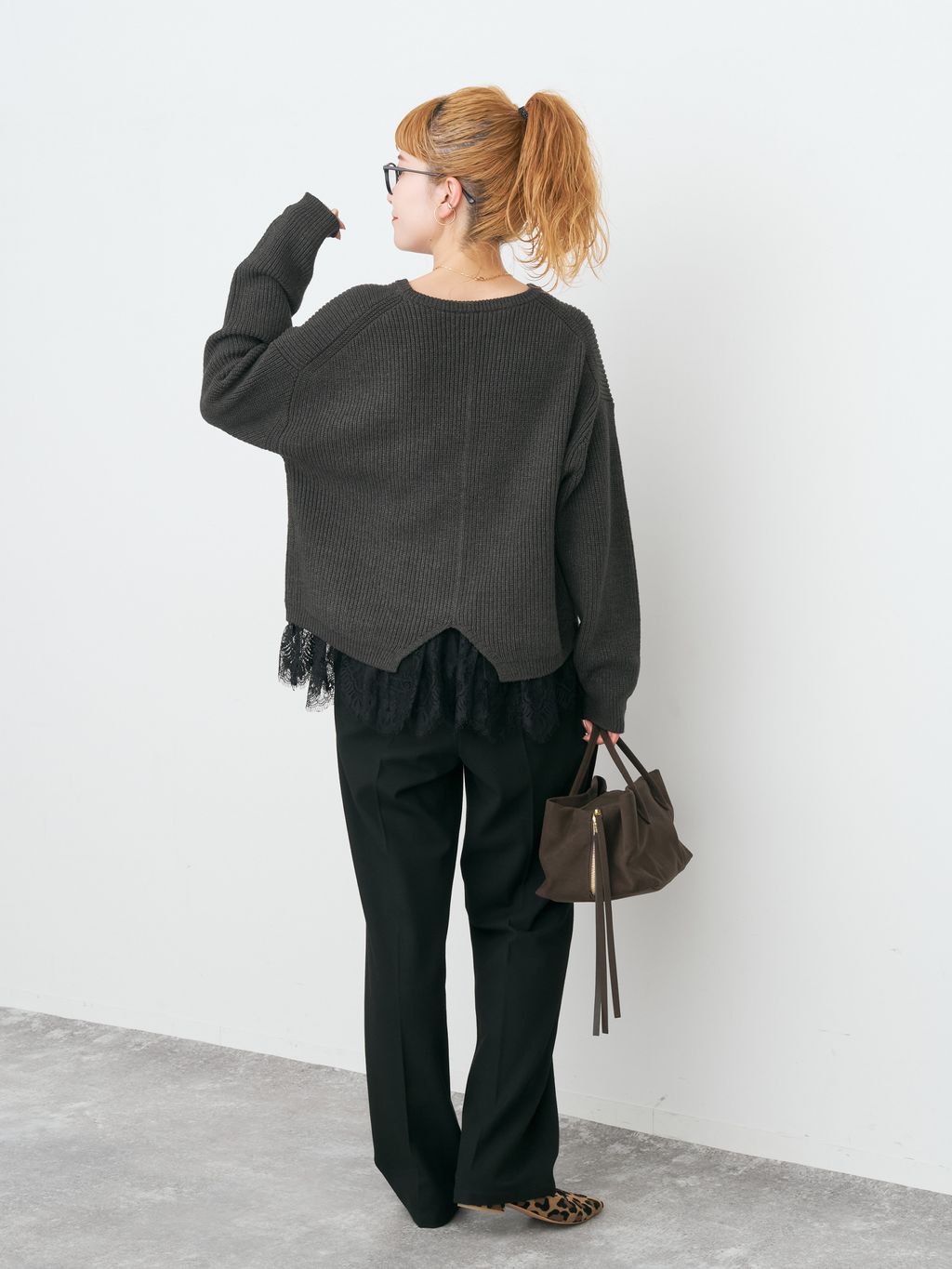 手洗い可》起毛タックテーパードパンツのコーディネートスナップ（RIKA