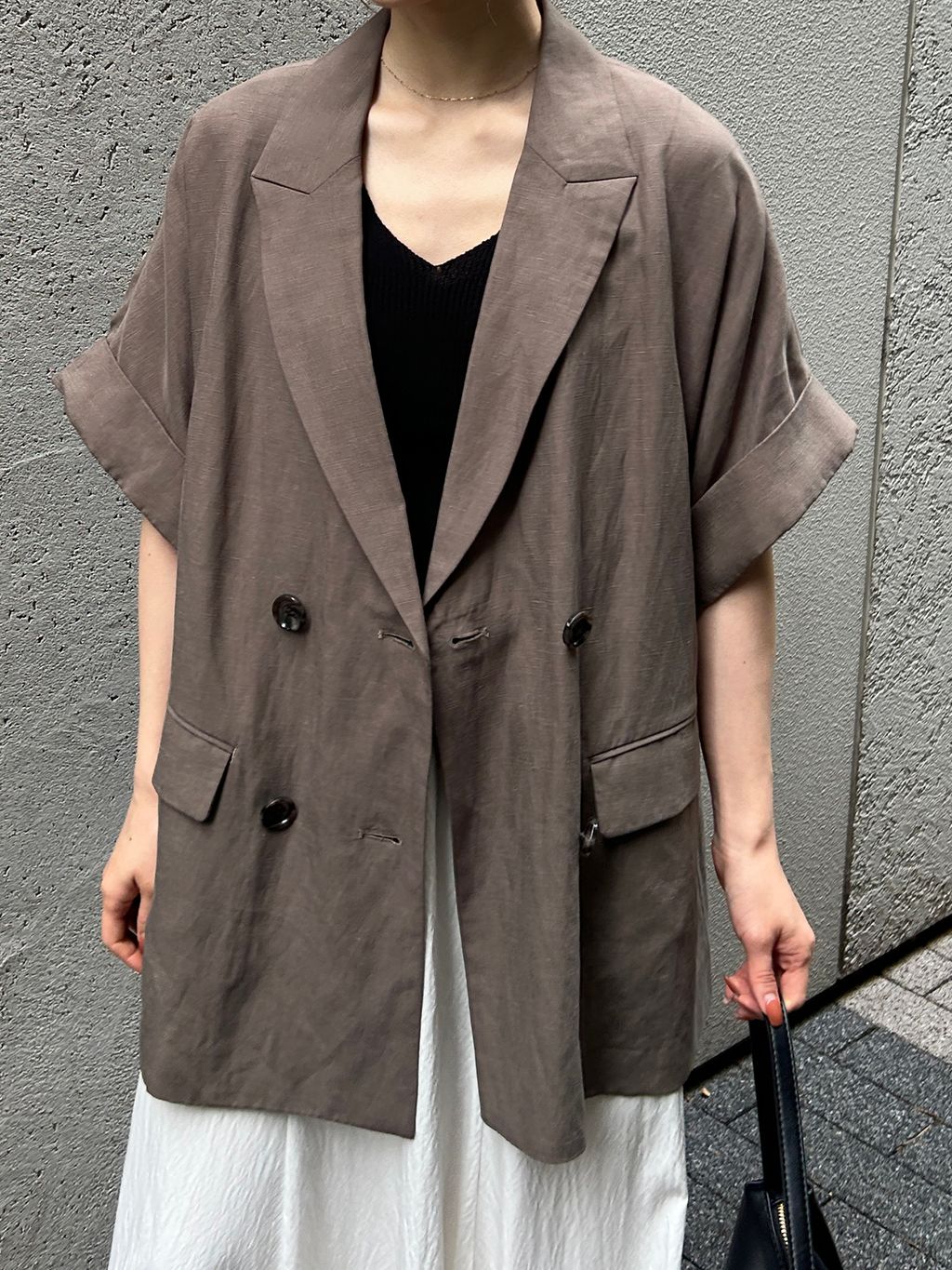 セットアップ対応可/追加》リネン混ハーフスリーブジャケットの