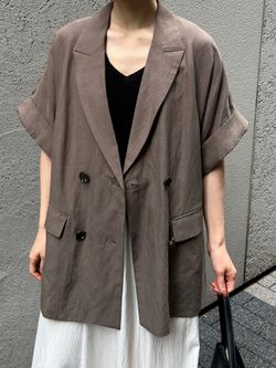 セットアップ対応可/追加》リネン混ハーフスリーブジャケットの
