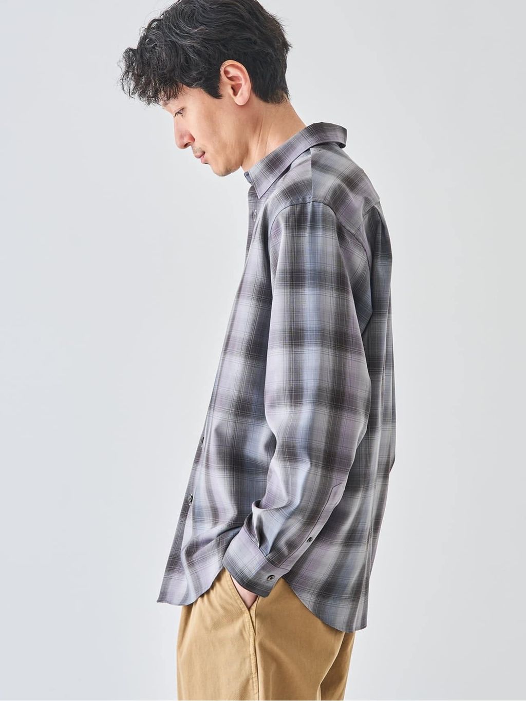 SUPER 120's ウール チェック レギュラー シャツのコーディネート