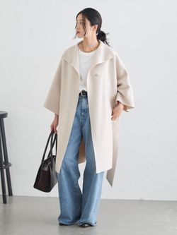 HARRIS WHARF LONDON 別注 Women kimono mantle pressed wool コートの