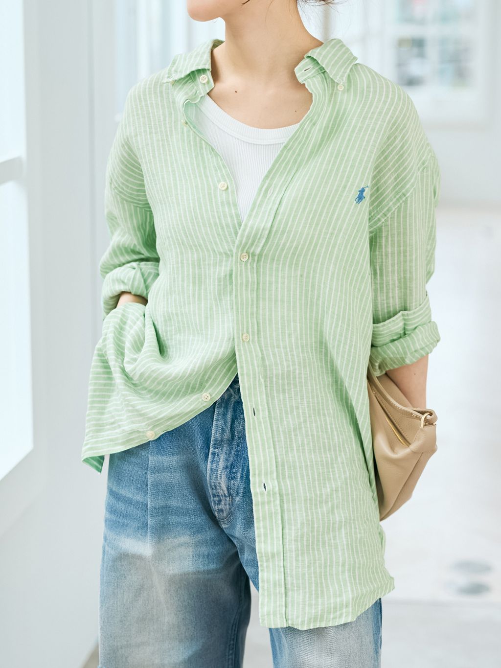 POLO RALPH LAUREN/ポロ ラルフ ローレン LINEN STRIPE SPORT SHIRTSの