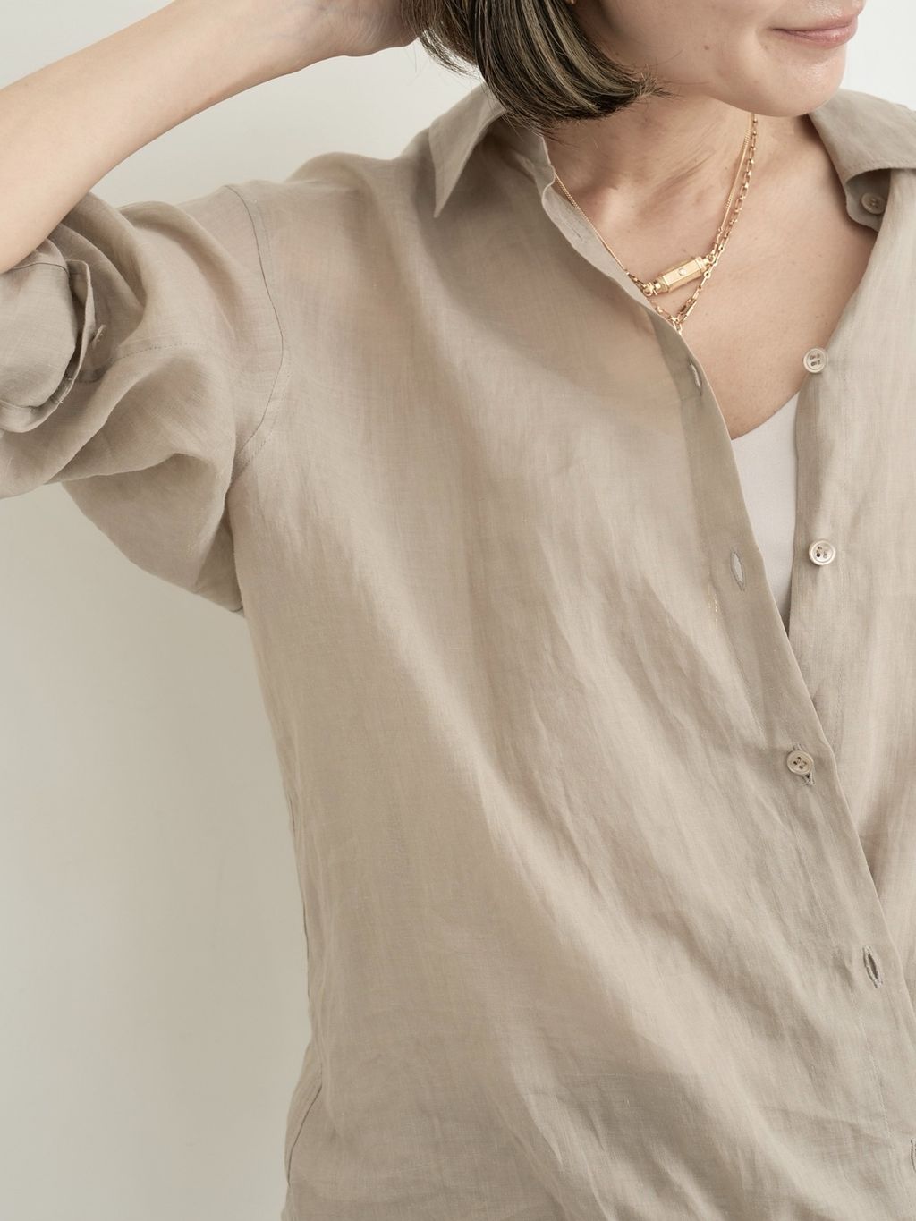 アパルトモン RAMIE シャツ L'Appartement ラミーシャツ Ramie 2way Shirtsのコーディネートスナップ（STAFF.S）｜L