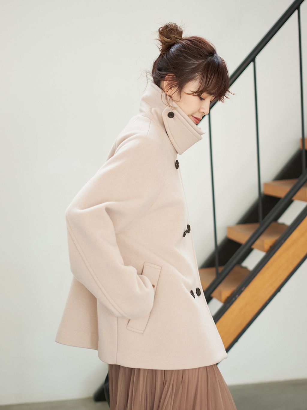 追加》S160スタンドカラーショートコートのコーディネートスナップ