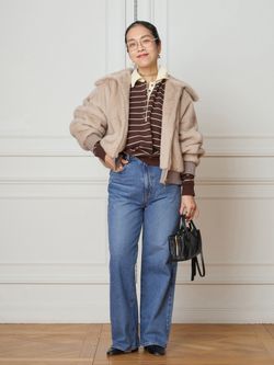 IENA LA BOUCLE ecoファーブルゾンのコーディネートスナップ（maru