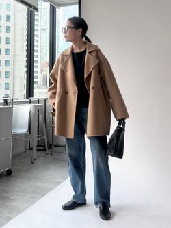 SUPER140 ダブルフェイスベルテッドコートのコーディネートスナップ