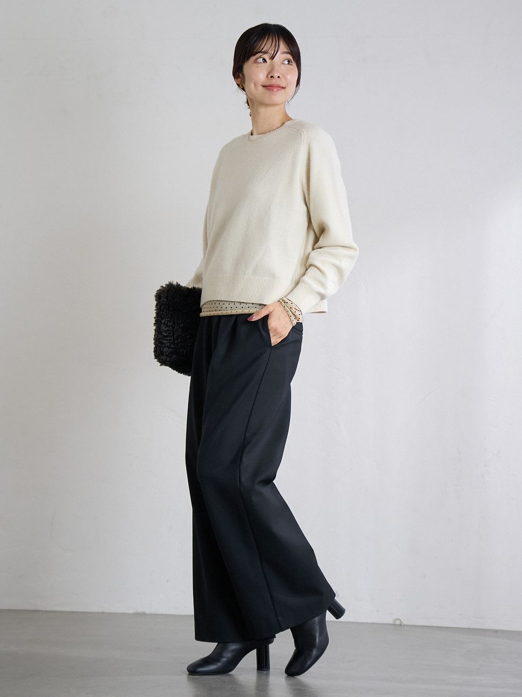 追加3》フロッキードット シアー プルオーバーのコーディネート