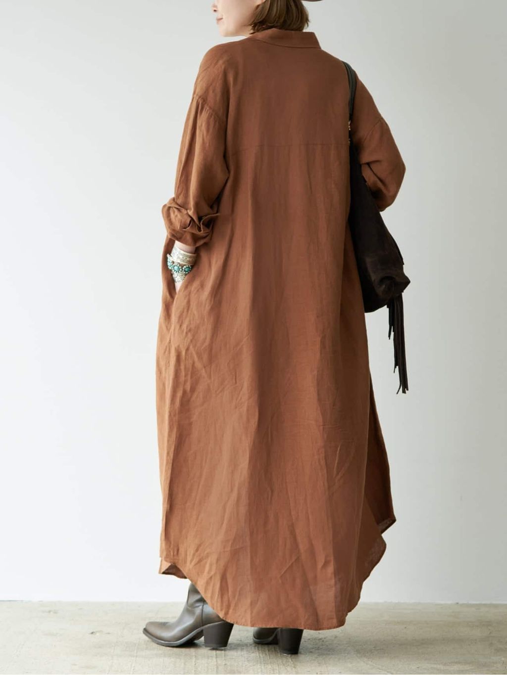 LInen シャツドレスのコーディネートスナップ（MIZU）｜Deuxieme