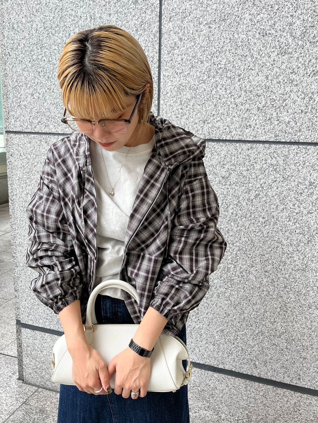 IENA LA BOUCLE ハイカウントチェックタフタブルゾンのコーディネート