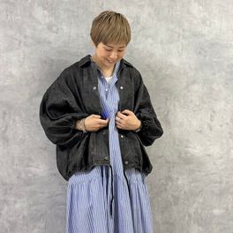 シャドーギンガム ギャザーブラウスのコーディネートスナップ（E.M