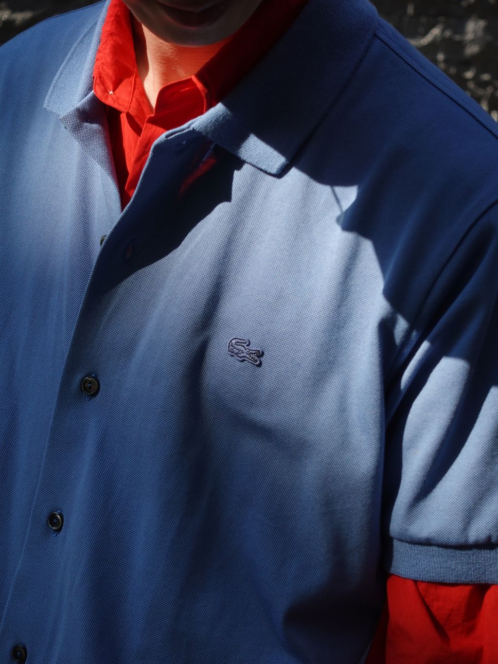 LACOSTE(ラコステ) EDIFICE 別注 ポロシャツ　ネイビー LACOSTE(ラコステ) 別注 COOLMAX フルオープン 半袖ポロシャツの