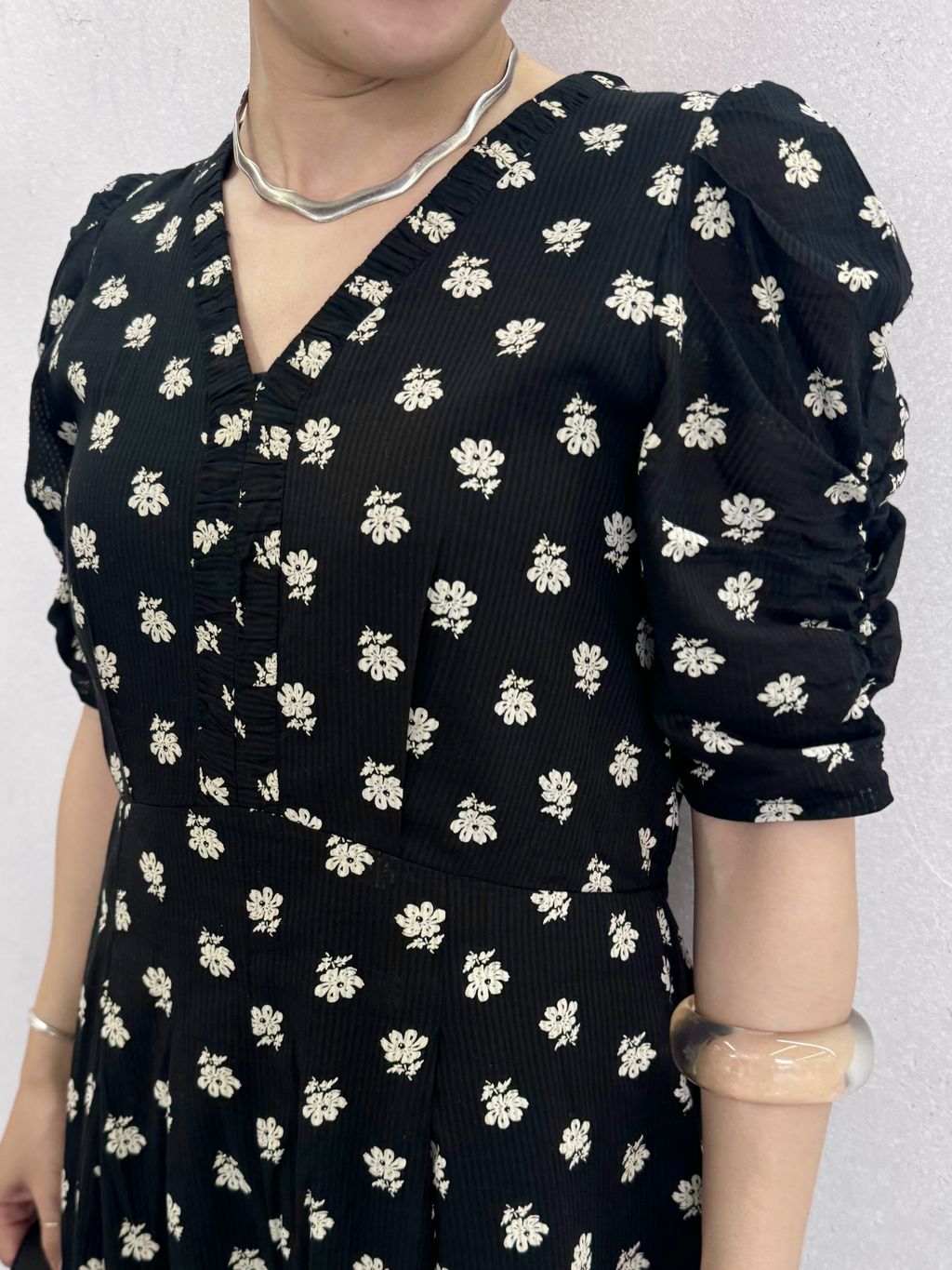 別注》ne Quittez pas / ヌキテパ Cotton Dobby Stripe Flower Print