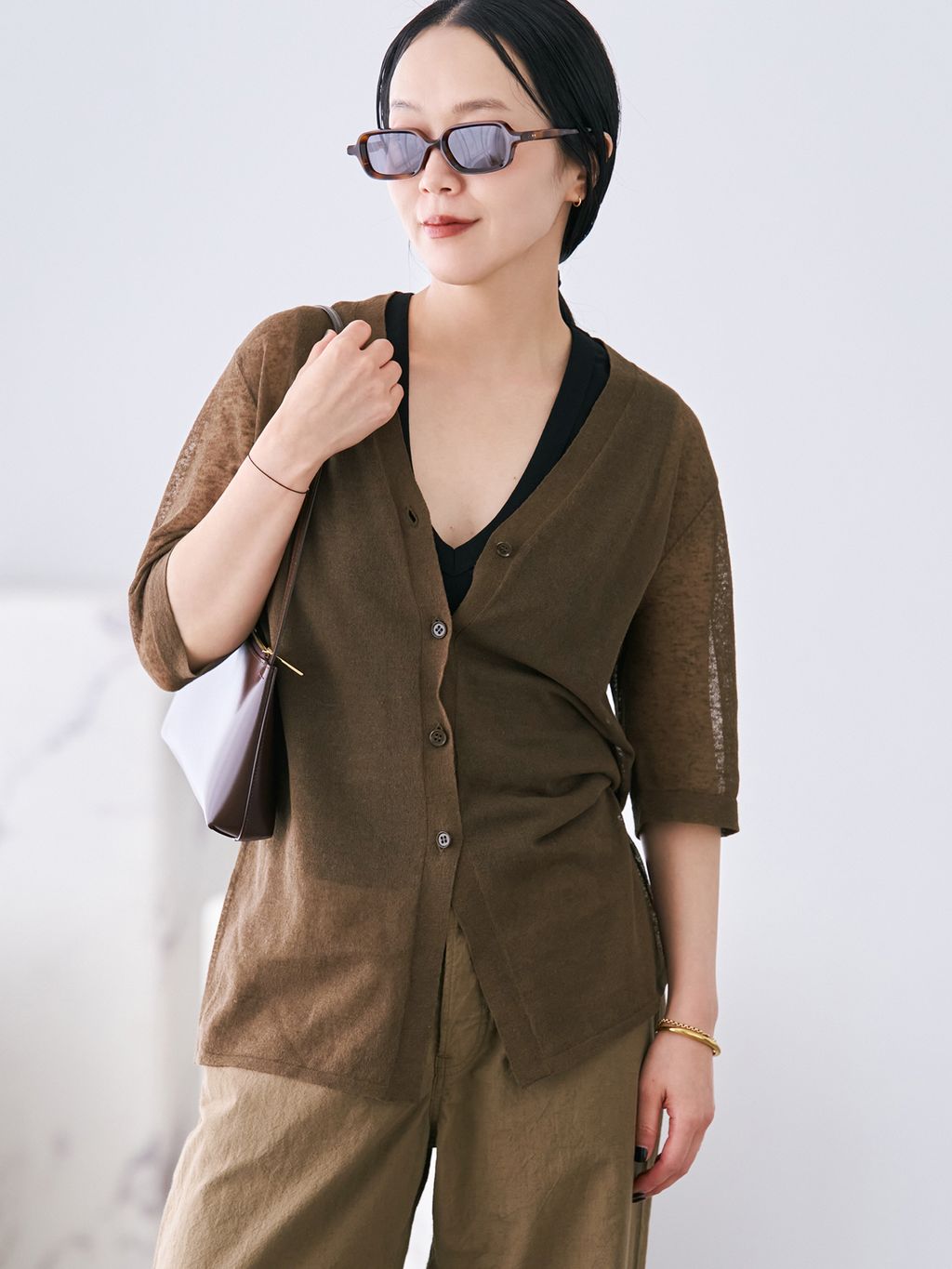 予約》 Sheer H/S カーディガンのコーディネートスナップ（midori