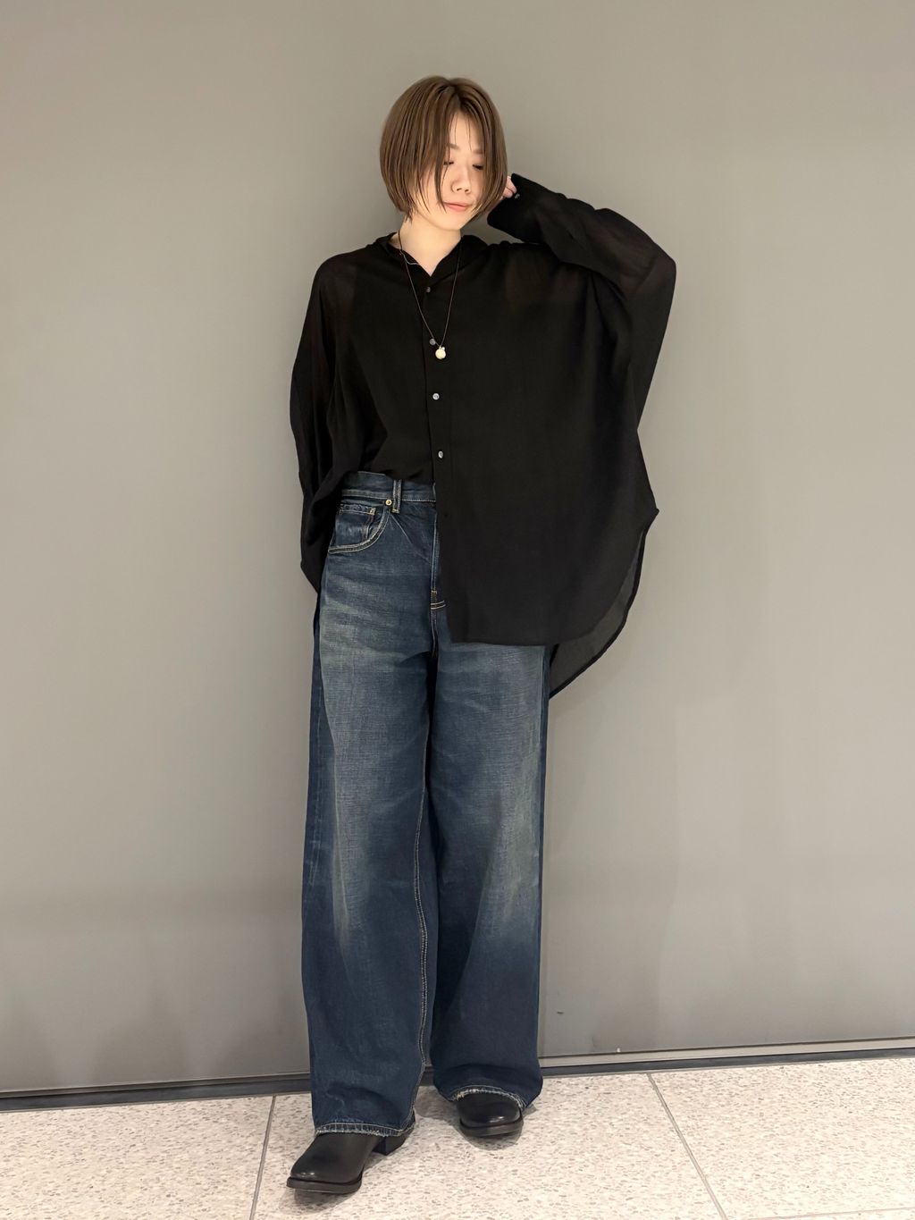 ハイツイストガーゼ ギャザーBIGシャツのコーディネートスナップ（M.K