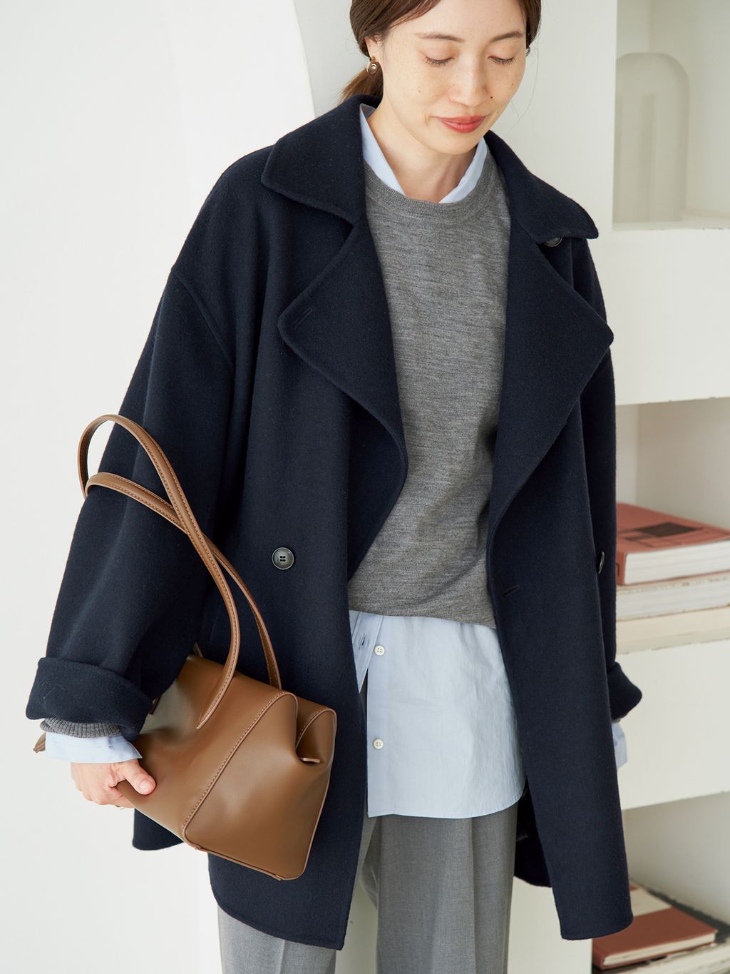 シリーズあり/追加予約》souple wool ダブルフェイスミドルコートの