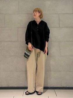 追加》リネンワッシャー スキッパーシャツのコーディネートスナップ