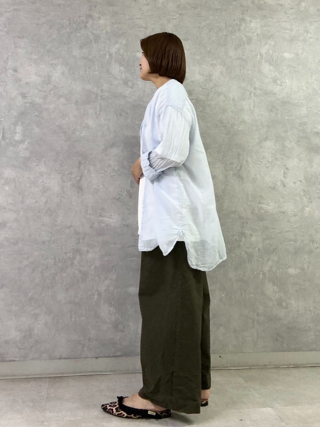 ARMEN】 BANDED COLLAR LONG SHIRT 85cmのコーディネートスナップ（M.F