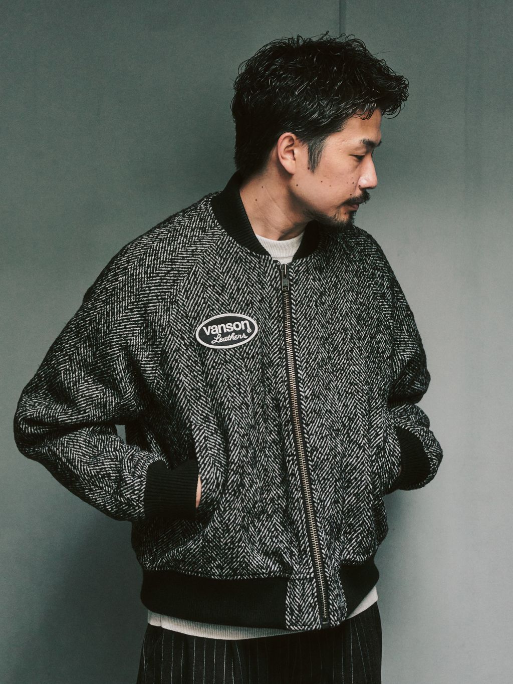 VANSON × 417 TWEED TEAM ジャケットのコーディネートスナップ