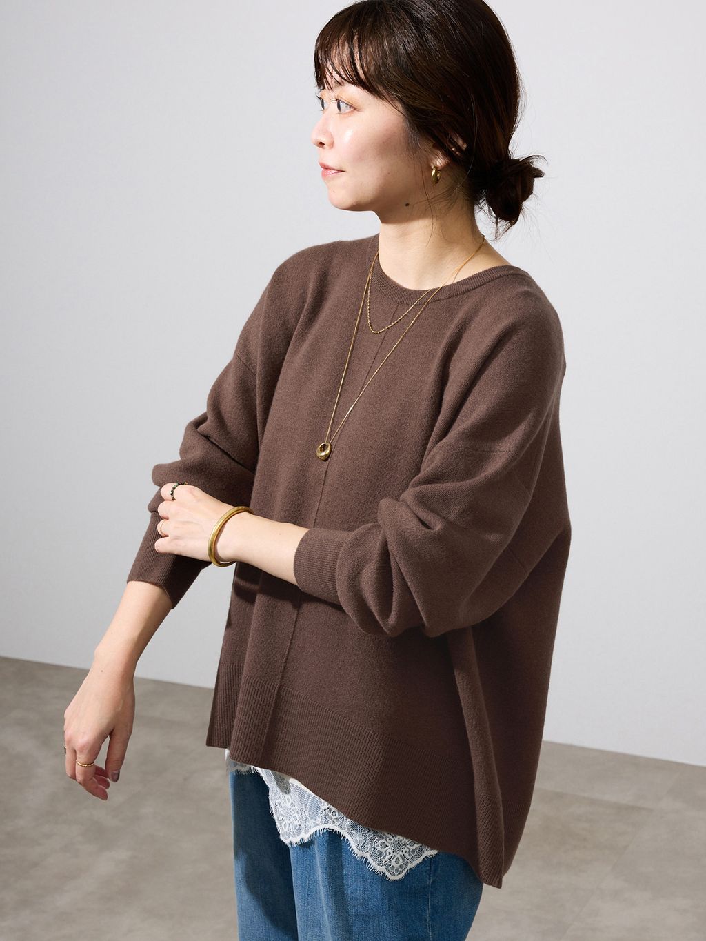 セットアップ対応可/追加》ウォッシャブルスムース クルーネックプル