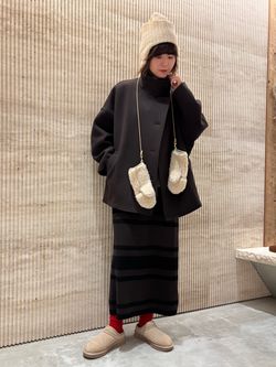 メルトンコクーンコートのコーディネートスナップ（Minami