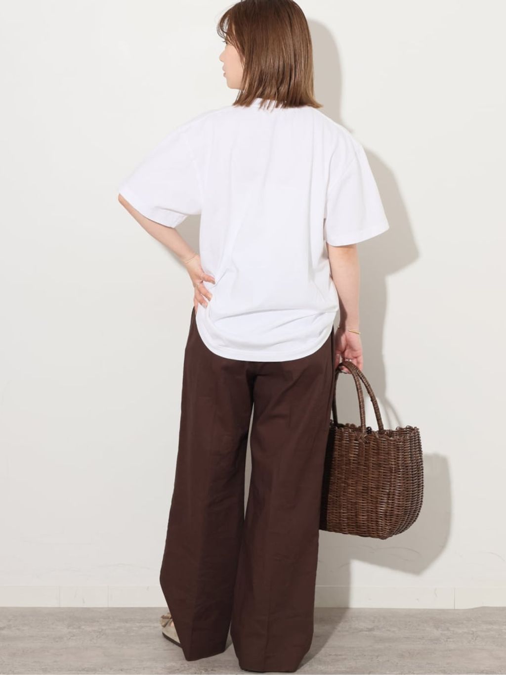 リネンコットンギャザータックパンツのコーディネートスナップ（makoto
