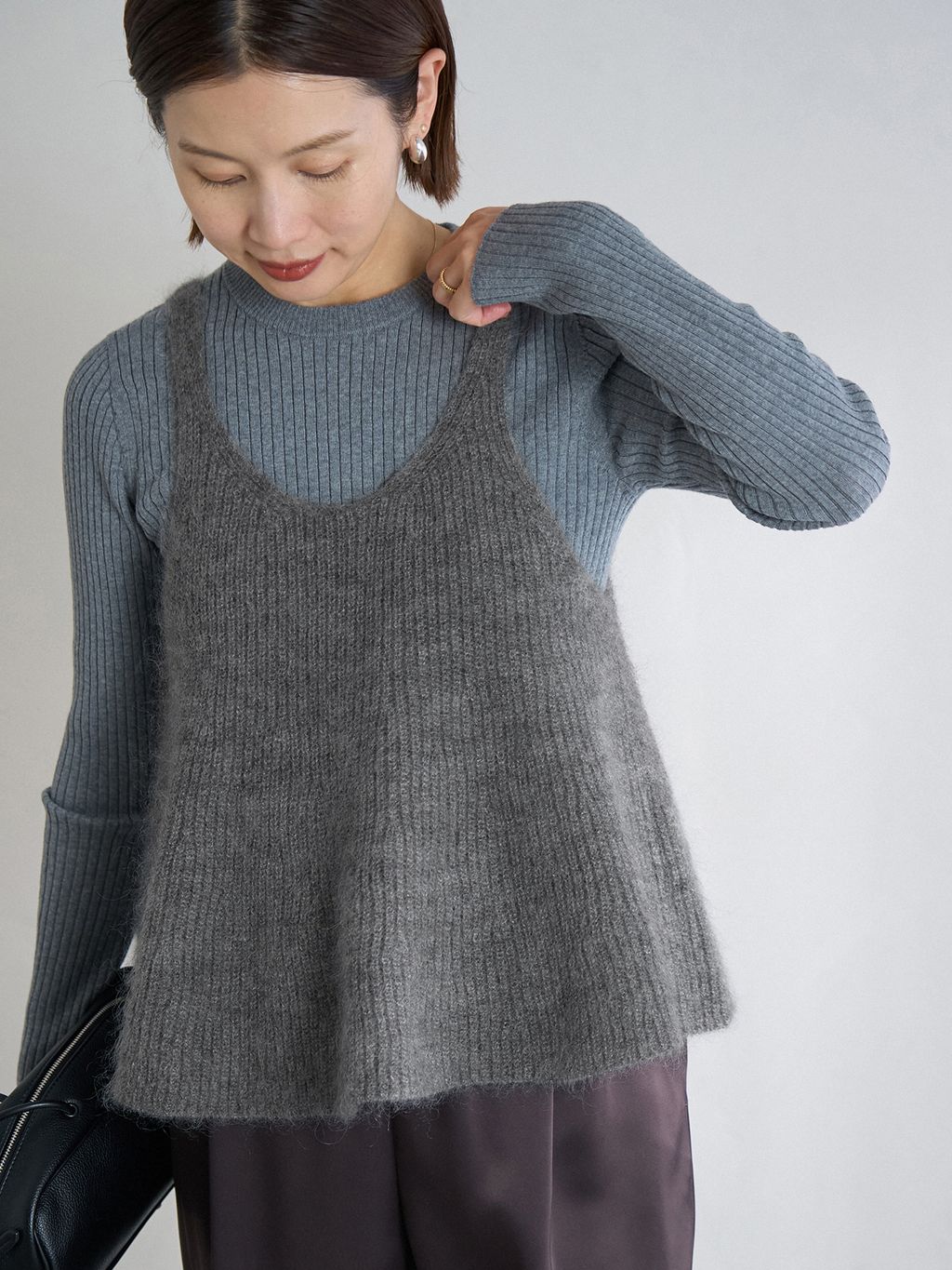 WEB限定/追加予約》モヘヤミックスフレアタンクのコーディネート