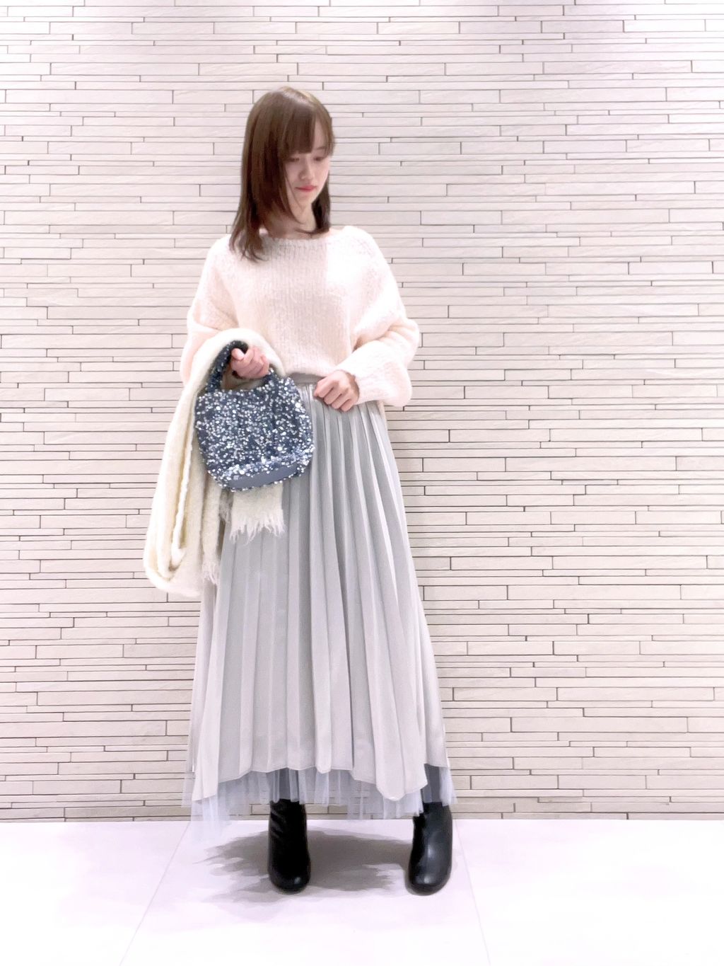 洗える】ダブルアコーディオンプリーツスカートのコーディネート