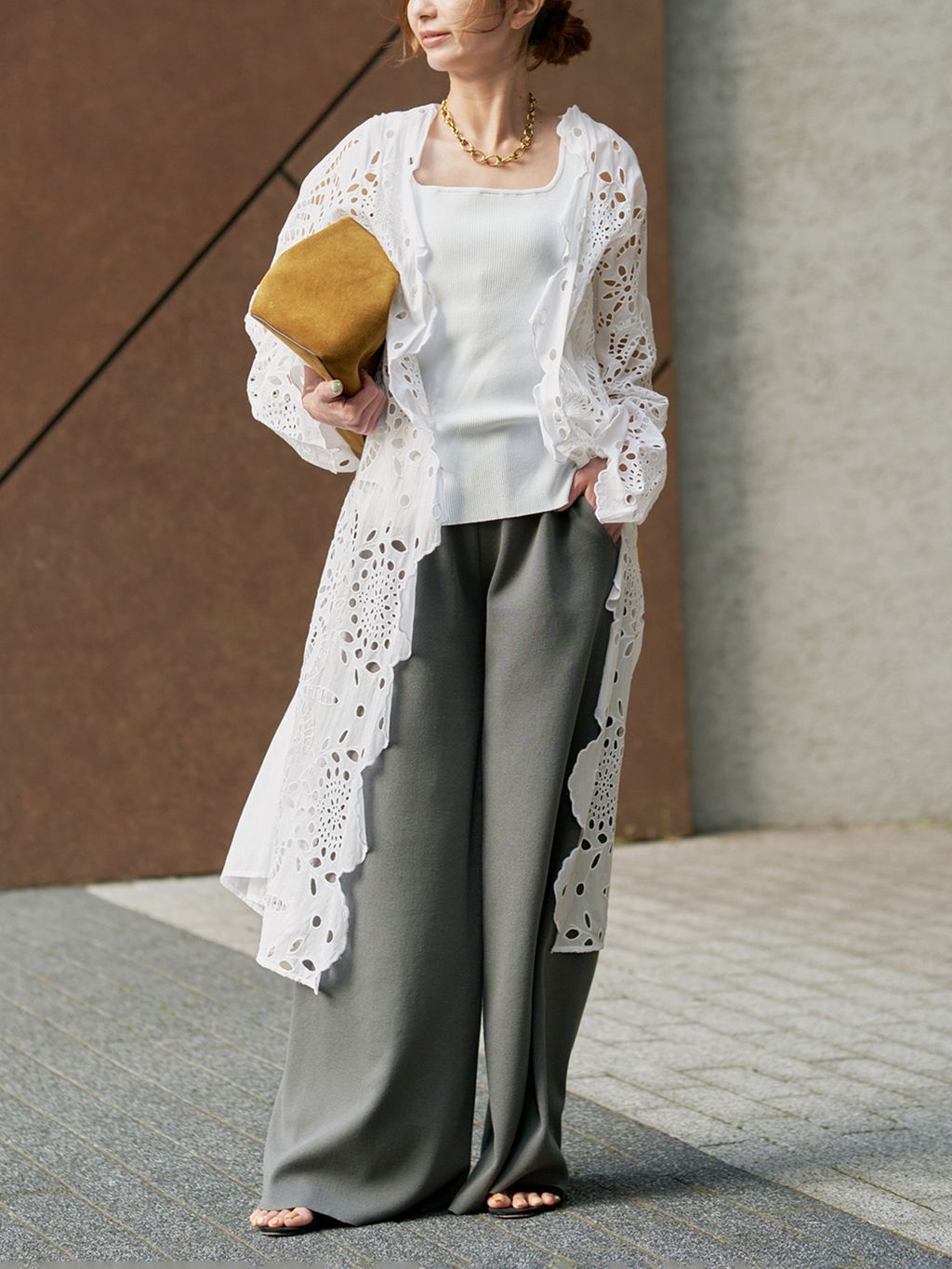手洗い可》ニットパンツのコーディネートスナップ（VERMEIL Online