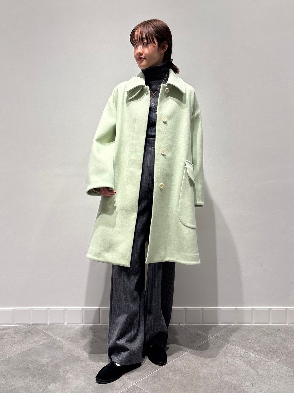 IENA LA BOUCLE ハードメルトンスタンドネックコートのコーディネート