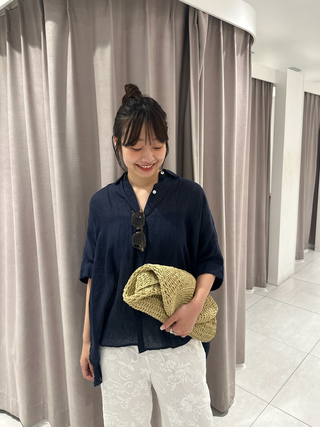 シリーズあり》リネンコットンBOXシャツのコーディネートスナップ 