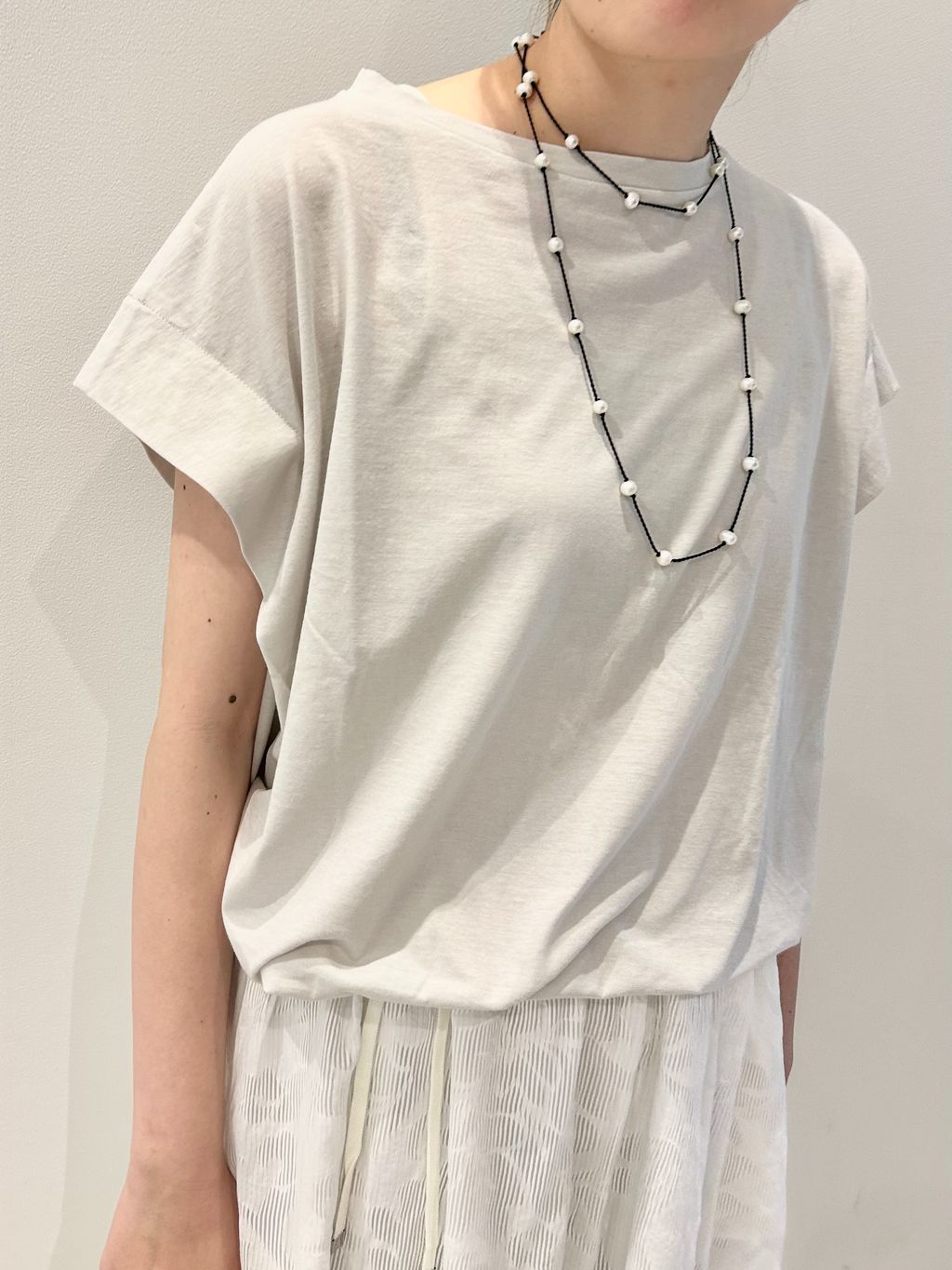 追加/接触冷感》フレンチタックスリーブ ドロストTシャツの