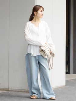 リネンガーゼ2WAYカーディガンのコーディネートスナップ（toshinari