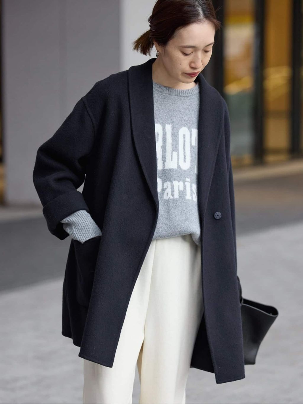 SUPER140 ダブルフェイスベルテッドコートのコーディネートスナップ