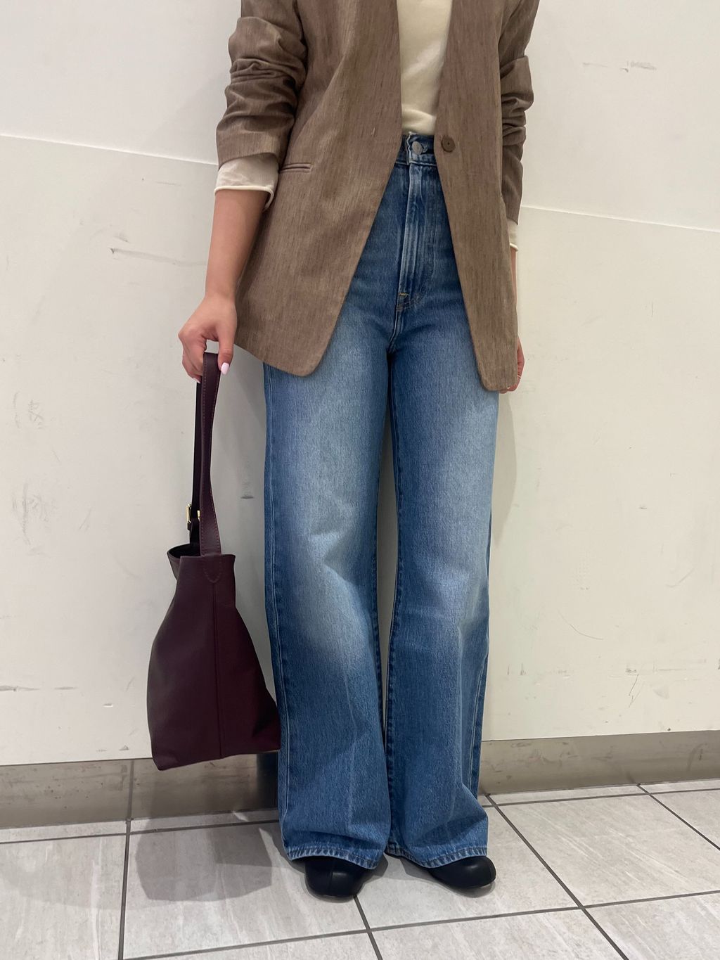 メランジュヘリンボーンカラーレスジャケットのコーディネートスナップ