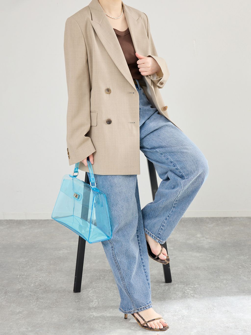 ツイルダブルブレストジャケットのコーディネートスナップ（endo