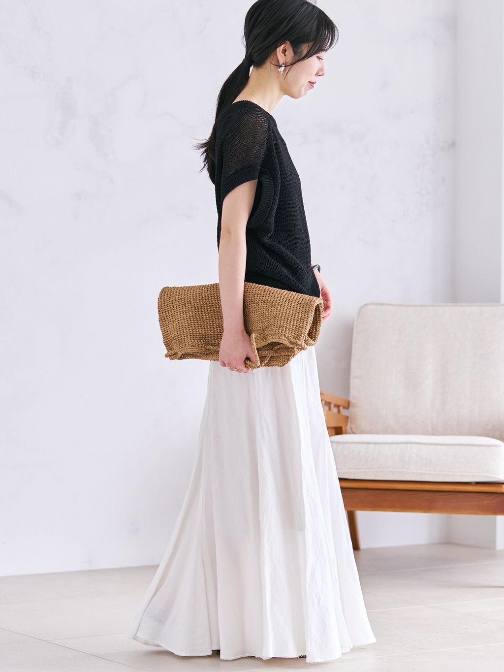プラージュ　ベスト　ニット 2WAY カタアゼ KNIT ベストのコーディネートスナップ（Mayu）｜Plage