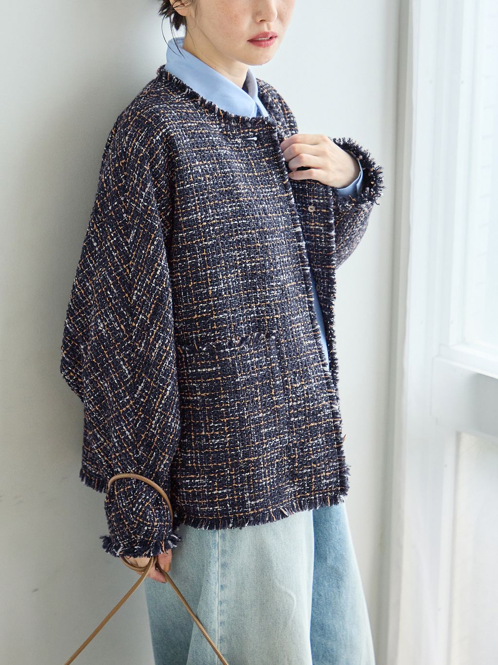 予約》GIOLICA TWEED ドルマンジャケットのコーディネートスナップ（L