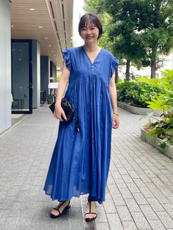 コットンボイルフリルワンピースのコーディネートスナップ（miya