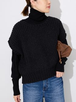 畦編みコクーンニットベストのコーディネートスナップ（Sally）｜SLOBE