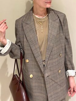 セットアップ可》ウールブレンドグレンチェックジャケットの