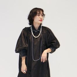 新品 CITYSHOP BIO WASH DRESS ワンピース　麻混　ブラック 追加》BIO WASH DRESS：ワンピースのコーディネートスナップ（MINNY