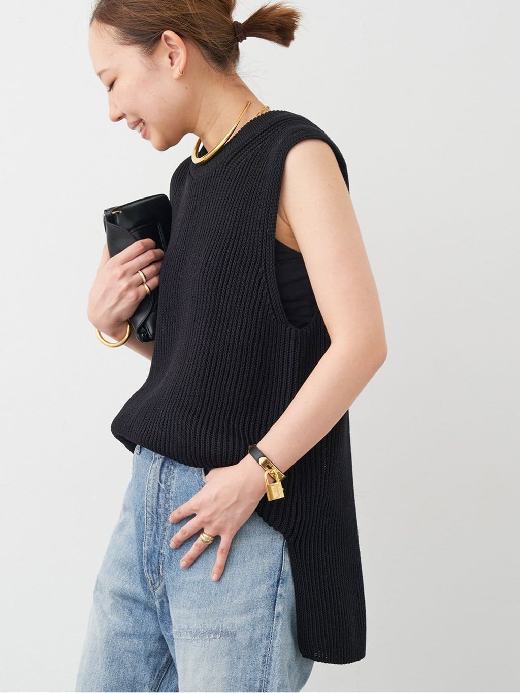 24SSドゥーズィエムクラス　Politeサマーニットベスト　ベージュ　美品✨ Polite ニット ベストのコーディネートスナップ（MIO）｜Deuxieme