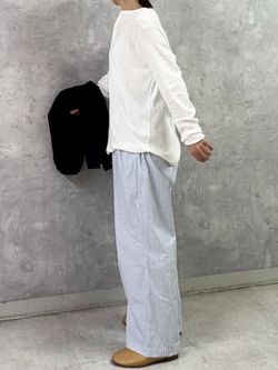 VAS-Y LENTEMENT】 POPLIN STRIPE EASY PANTSのコーディネートスナップ