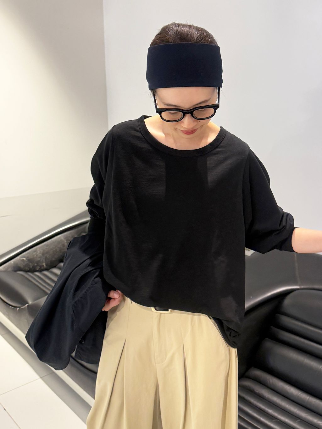 追加予約》ノーカラーサファリブルゾンのコーディネートスナップ